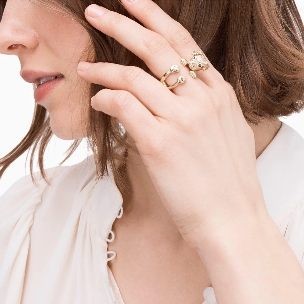 KATE SPADE • Gold Puppy Wrap Crystal Ring